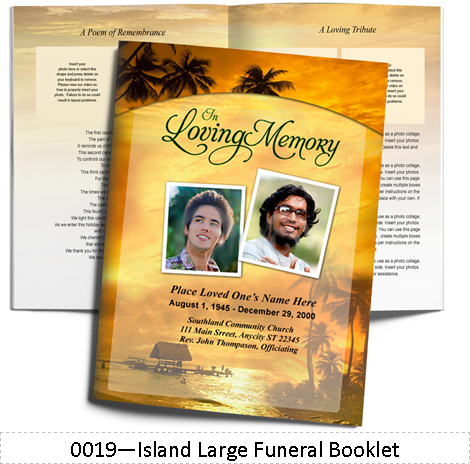 Large funeral program booklet 8.5 x 11 saddle-stitched full color