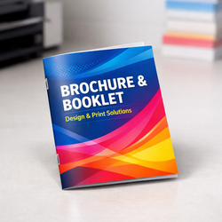 Full color saddle stitch booklet with glossy finish and stapled spine