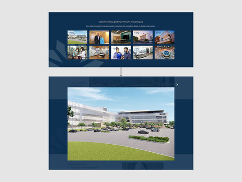 Photo gallery before redesign showing thumbnail grid requiring click-to-expand modal for each image