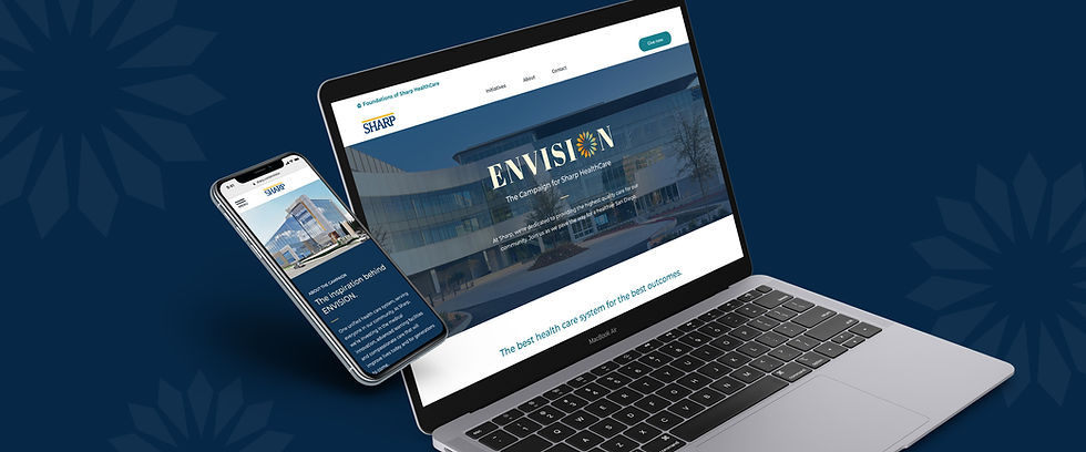 ENVISION fundraising website displayed on laptop and mobile device showing responsive design
