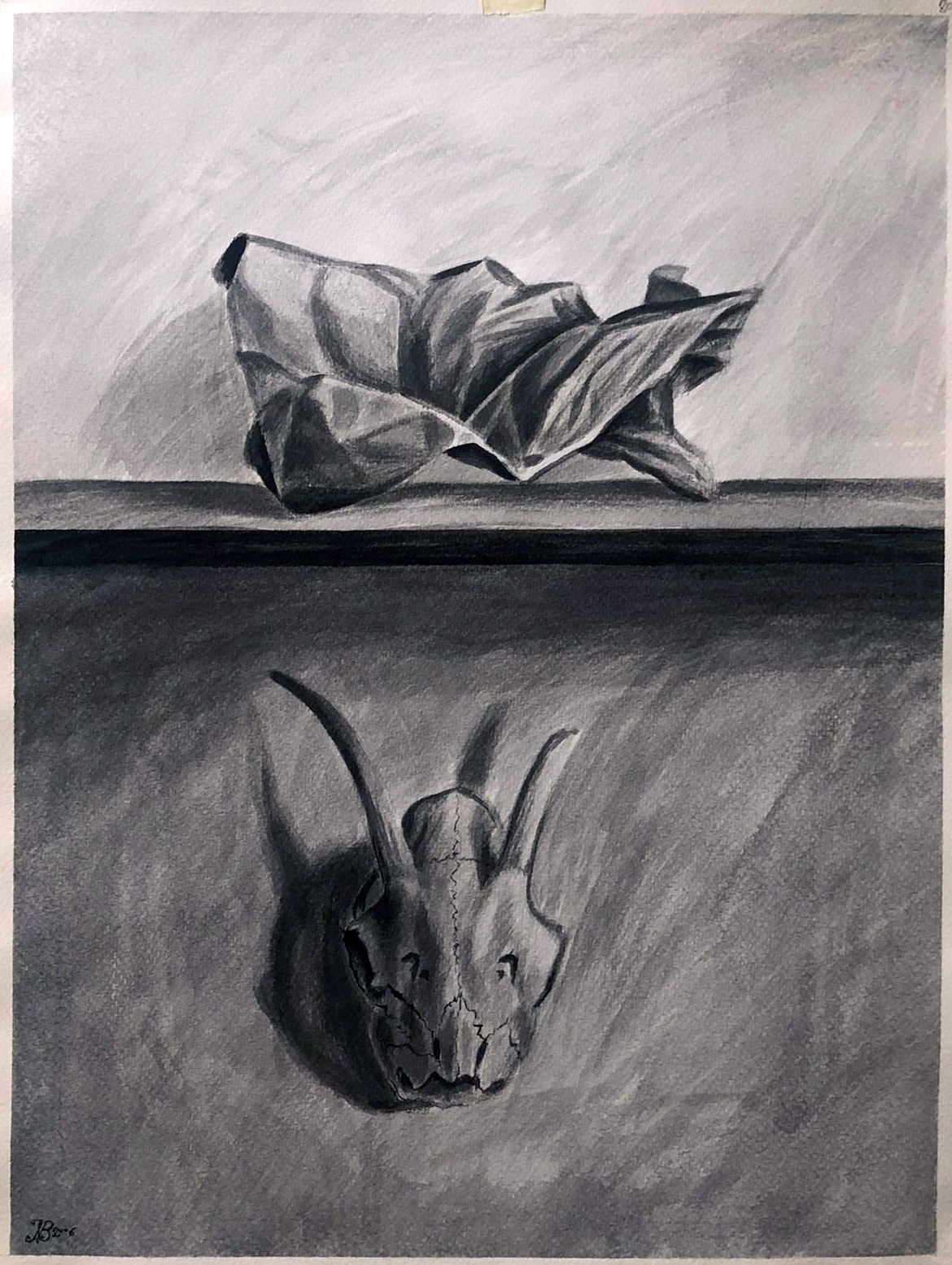Crumpled Paper and Skull