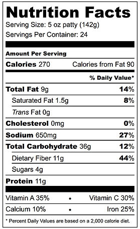 Falafel 5 oz Burger - Nutrition Label.jpg