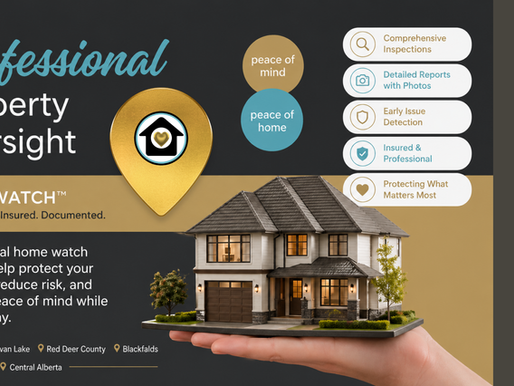 Professional home watch services in Central Alberta featuring vacant property monitoring, detailed inspections, and insured home oversight for homeowners and seasonal properties.