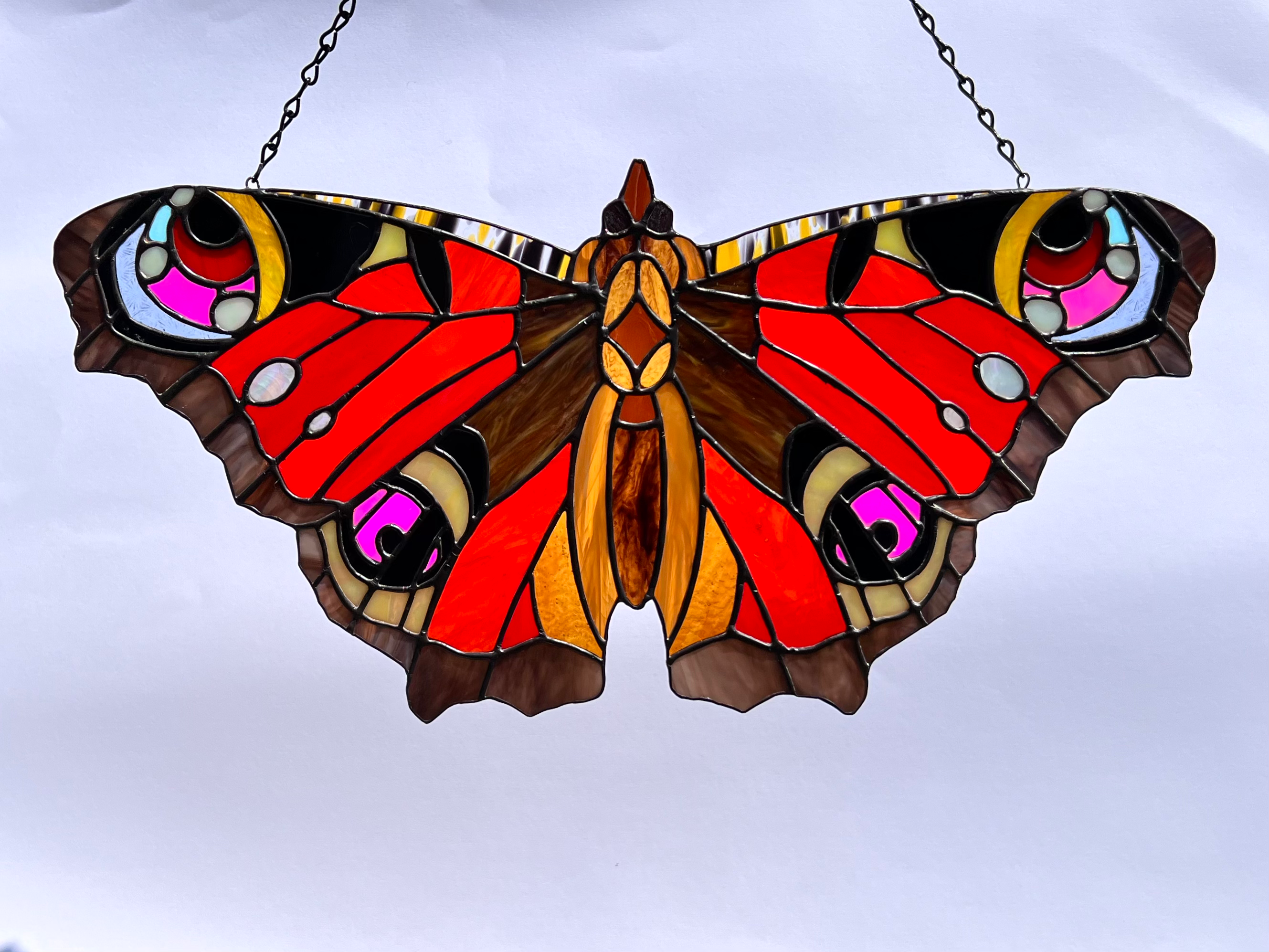 Striking Peacock Butterfly in stained glass