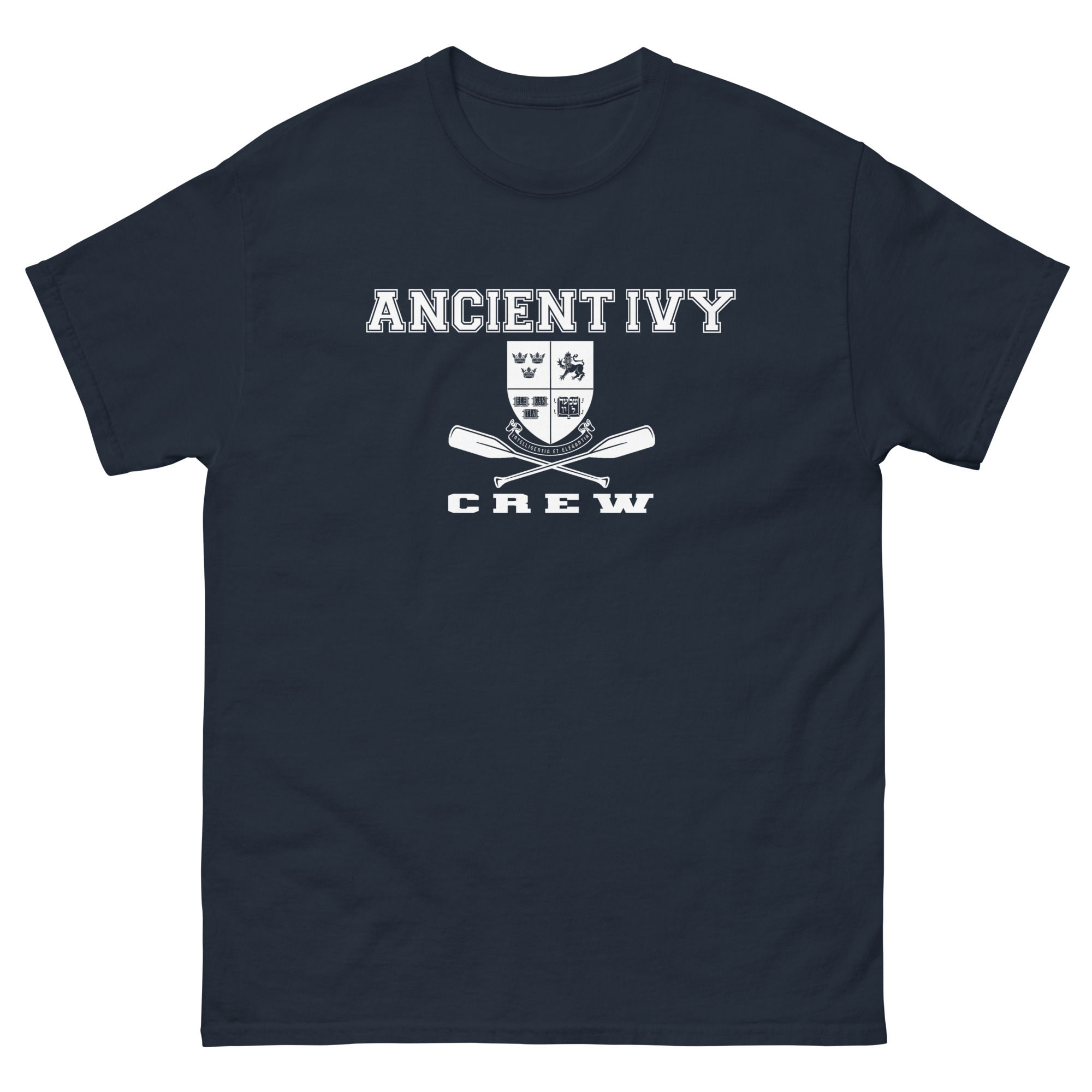 Crew Team Classic Tee - Navy on Athletic Gray