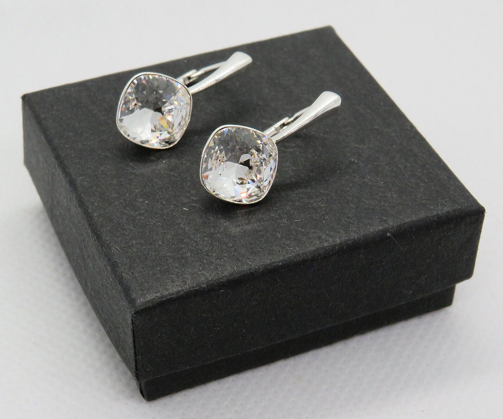 Thumbnail: Square Fancy Stone drop earrings - Crystal