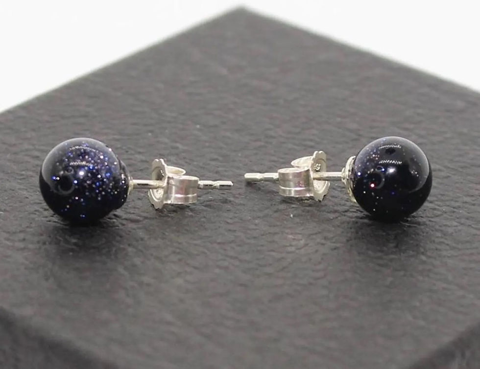 Thumbnail: Blue Goldstone ball stud earrings