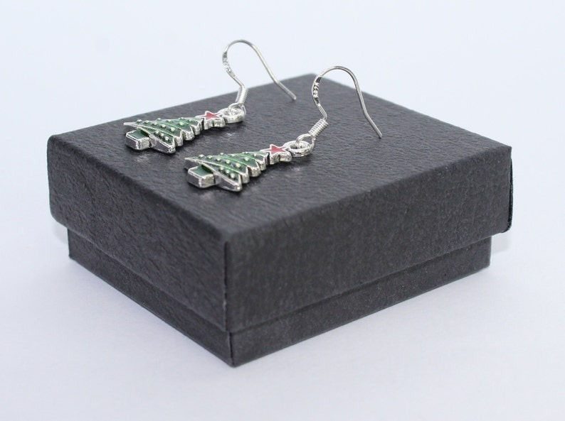 Thumbnail: Dark Green Christmas Tree drop earrings