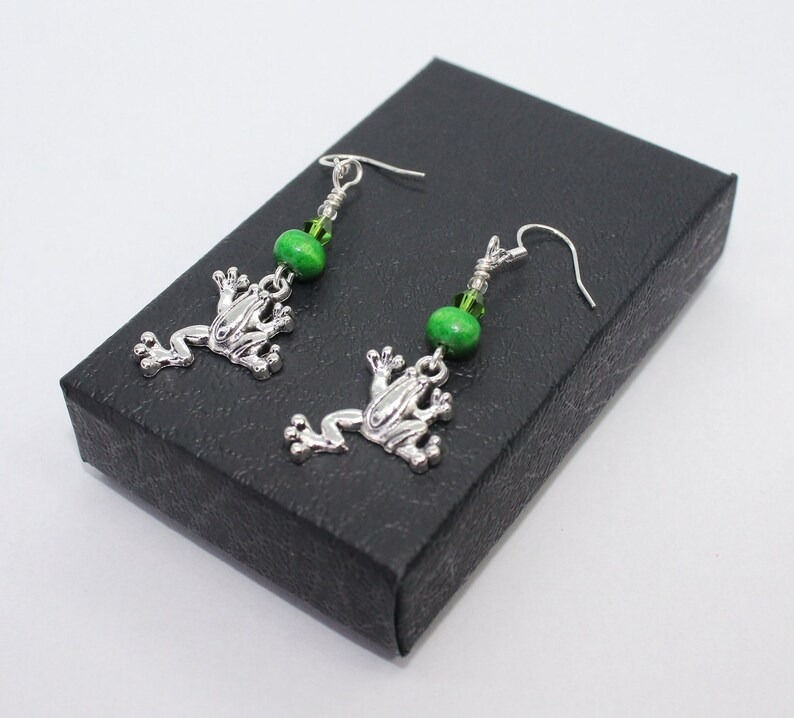 Frog with bead drop earrings