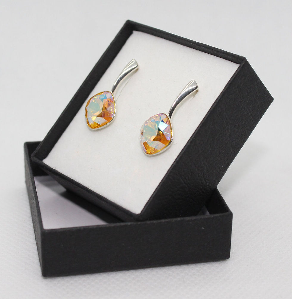 Thumbnail: Square Fancy Stone drop earrings - Light Topaz Shimmer
