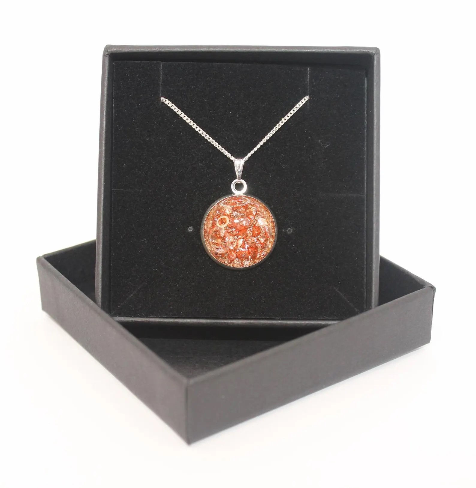 Bronze Piezo Glass Glitter Resin pendant necklace