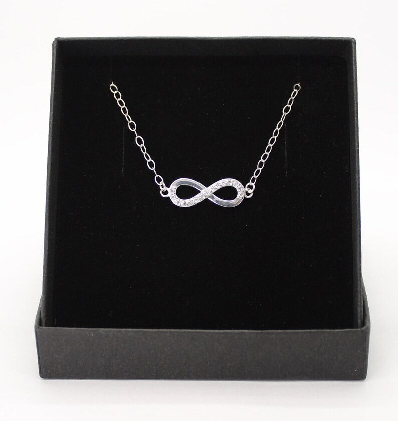 Thumbnail: Infinity with cubic zirconia sterling silver link necklace