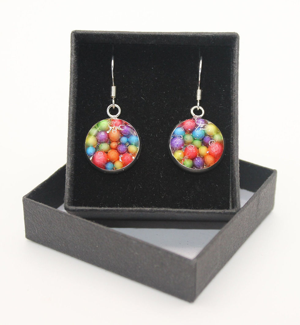 Rainbow Bubbles - Resin drop earrings