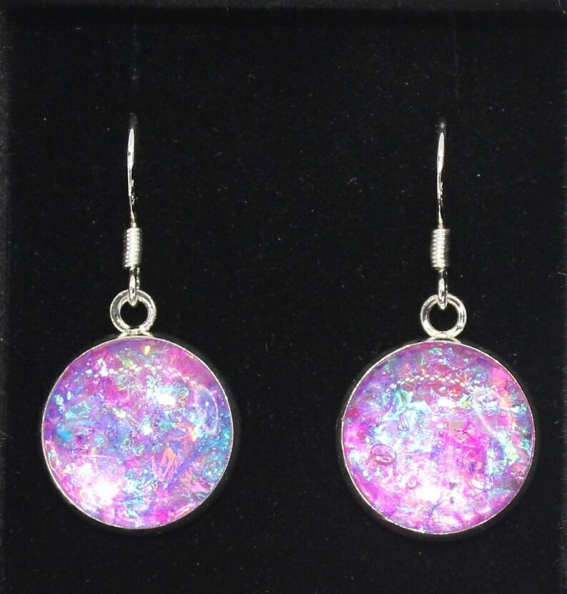 Thumbnail: Purple Multi Foil Resin earrings
