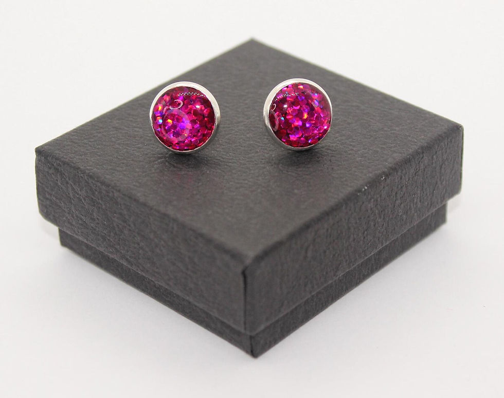 Thumbnail: Hot Pink - Glitter resin stud earrings