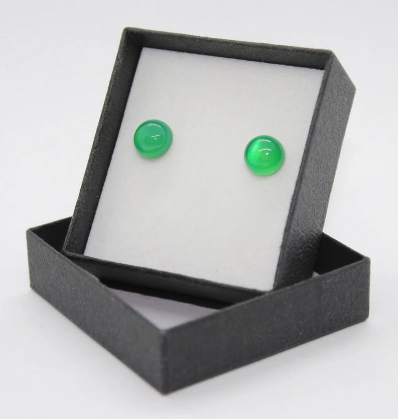 Thumbnail: Green Agate stud earrings