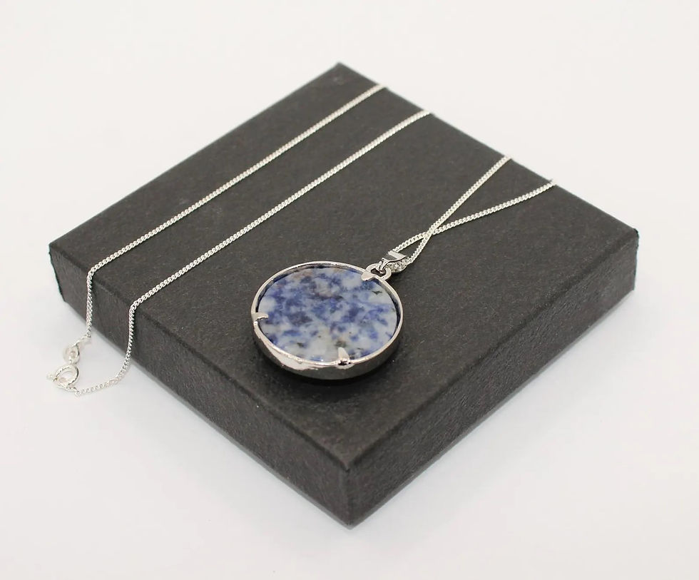Thumbnail: Blue Spotted Jasper Tree Of Life pendant necklace