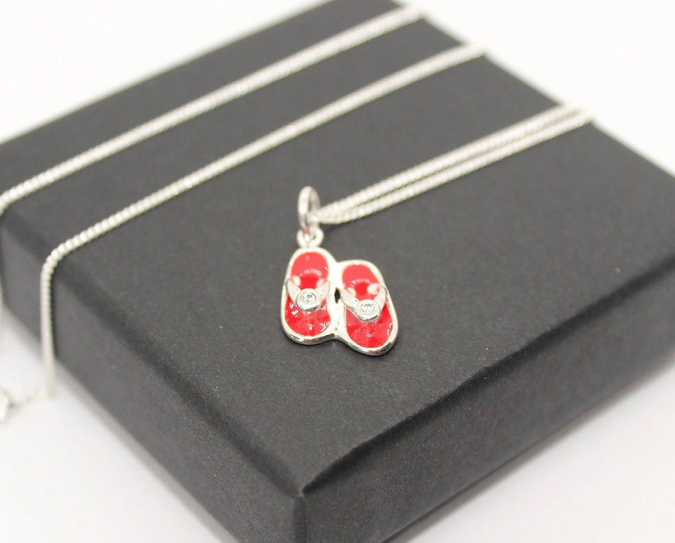 Thumbnail: Flip Flops with cubic zirconia sterling silver pendant necklace