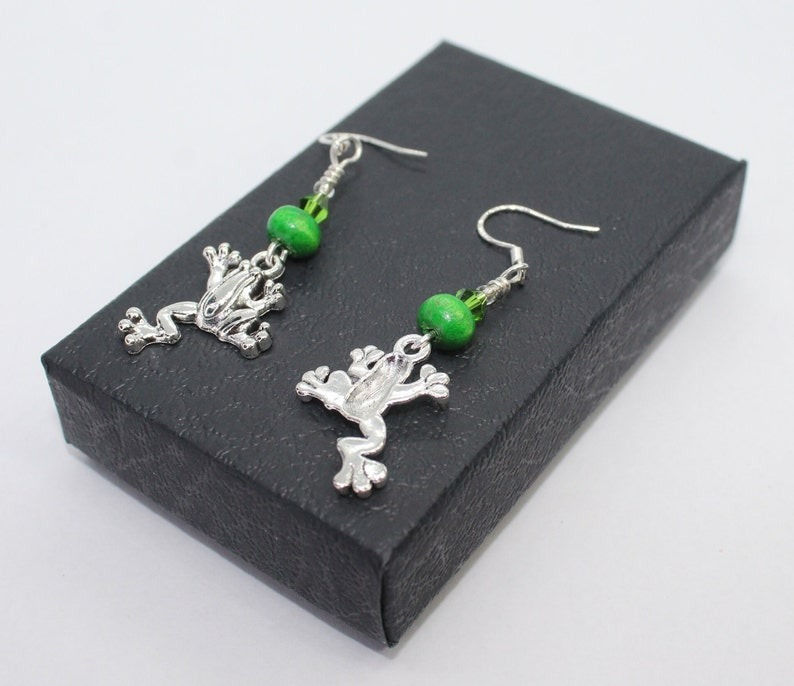 Thumbnail: Frog with bead drop earrings