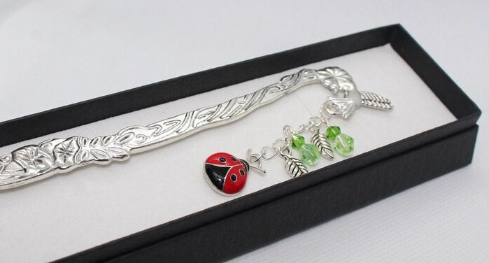 Ladybird and Leaf 'nature' - Hummingbird Tibetan Silver bookmark