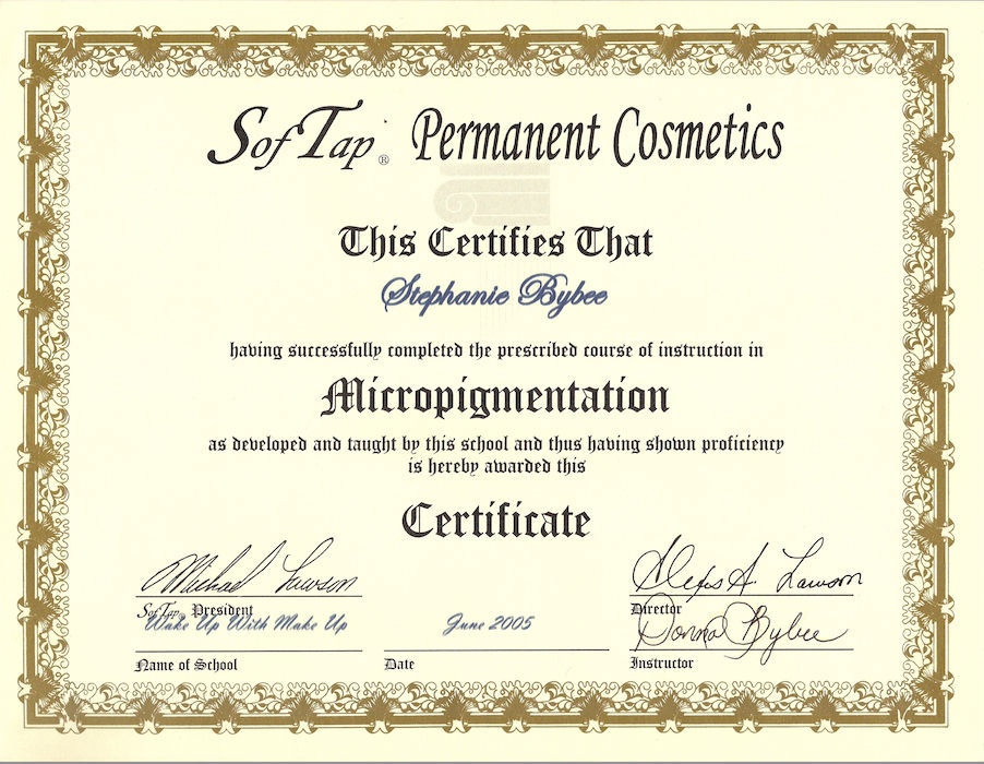 SofTap Certificate Micropigmentation
