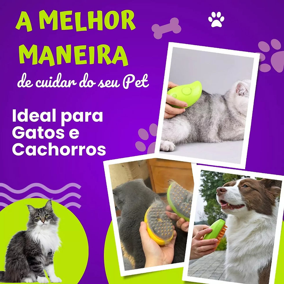 Escova Vapor 3 Em 1 Tira Pelo Pet Recarregável Usb Cão Gato JY-96