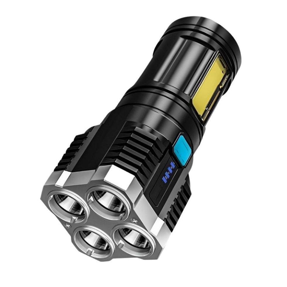 Lanterna 4 Led Potente 1500m Portátil Longo Alcance Uso Externo Recarregável Usb