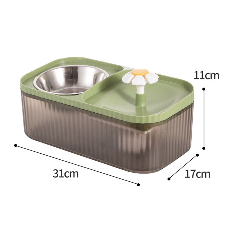 Fonte Bebedouro + Comedouro Inox Duplo 3 Litros Pet Cão e Gato Colorida