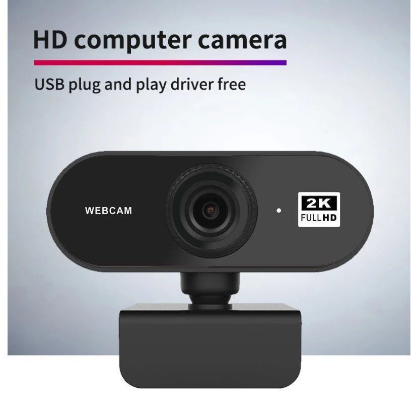 Mini Câmera Webcam 2K HD c/ Microfone Visão 360º Autofoco