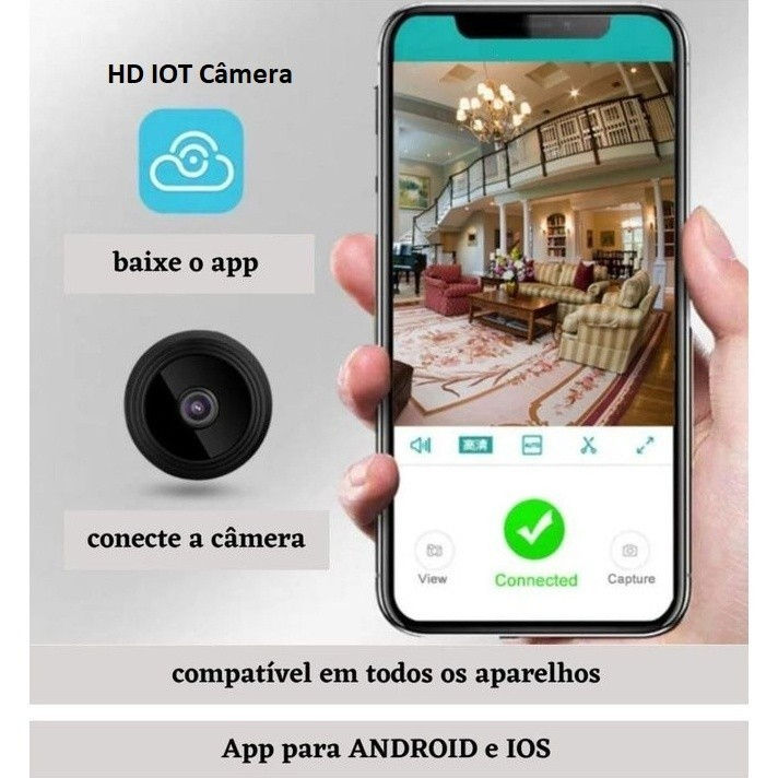 Câmera de Segurança Mini A9 Original S/ Fio c/ Suporte HD Monitoramento