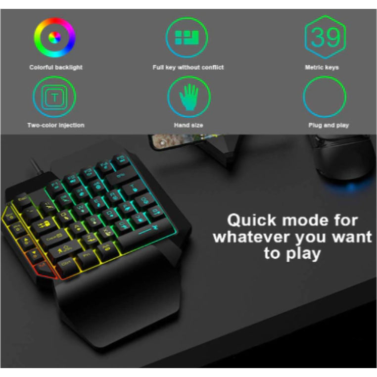 Miniatura: Mini Teclado Com Fio Gamer RGB LEHMOX LEY 2083