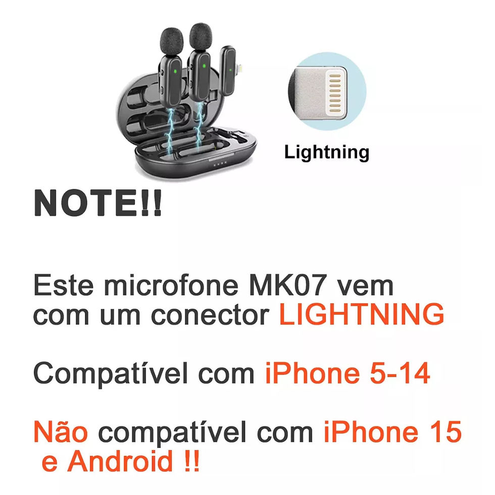 Miniatura: Microfone H'maston Mk07 Lightning Duplo Lapela Sem Fio 2 Em 1
