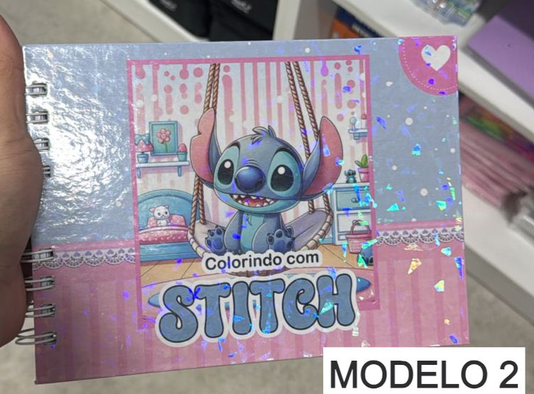 Miniatura: Livro Colorindo com Stitch Capa Dura Holografico Papelaria Fofa