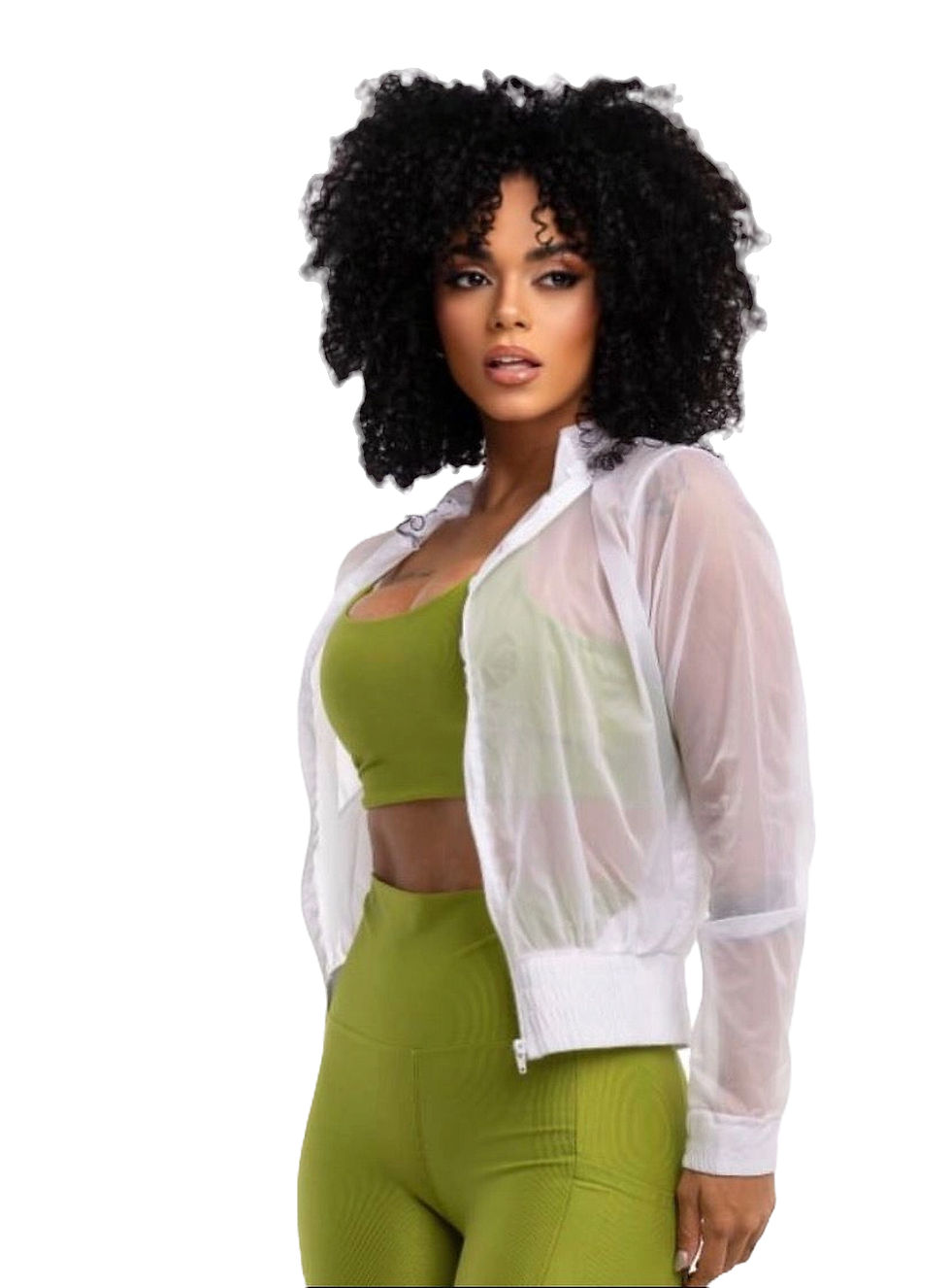 Miniatura: Jaqueta Fitness Transparente Feminina Ultra Leve Estilo Trackfield