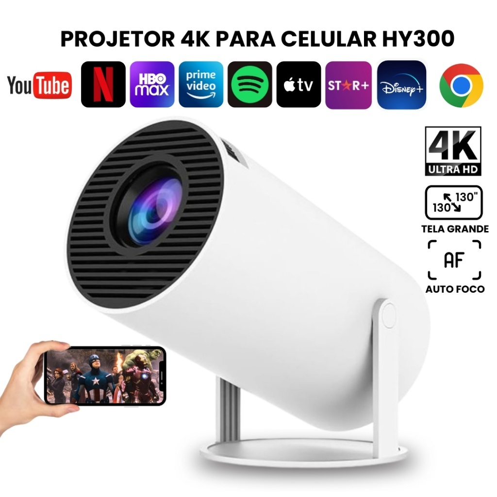 Projetor HY300 Smart Cinema 4k