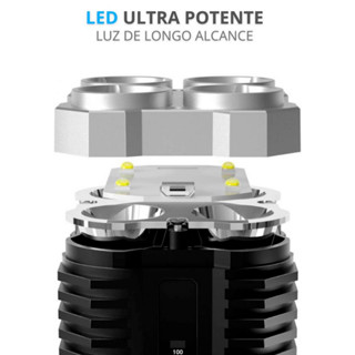 Miniatura: Lanterna Led Prova Dágua 4 Núcleos Potente Usb Recarregável