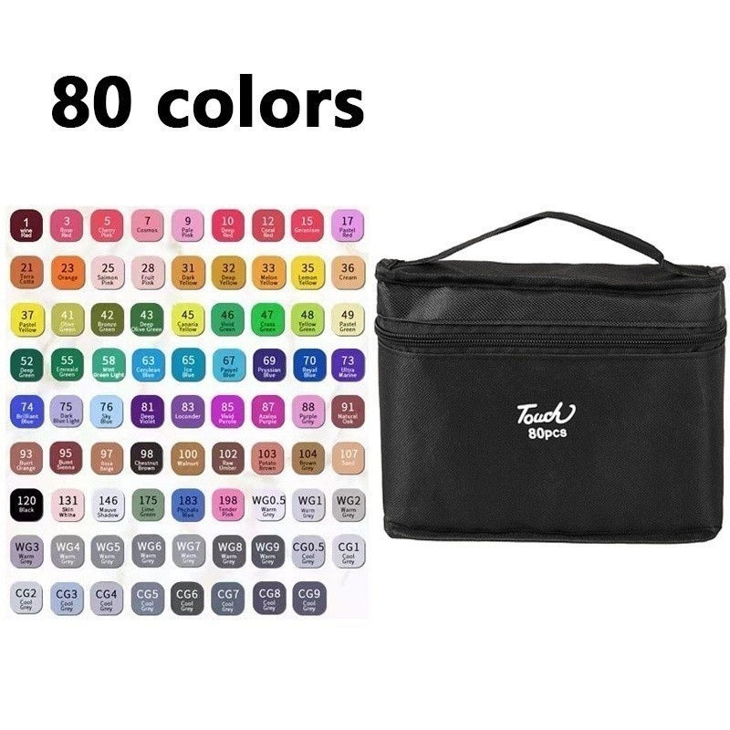 Kit 80 Cores Caneta Marcadora Canetinhas Coloridas Ponta Dupla