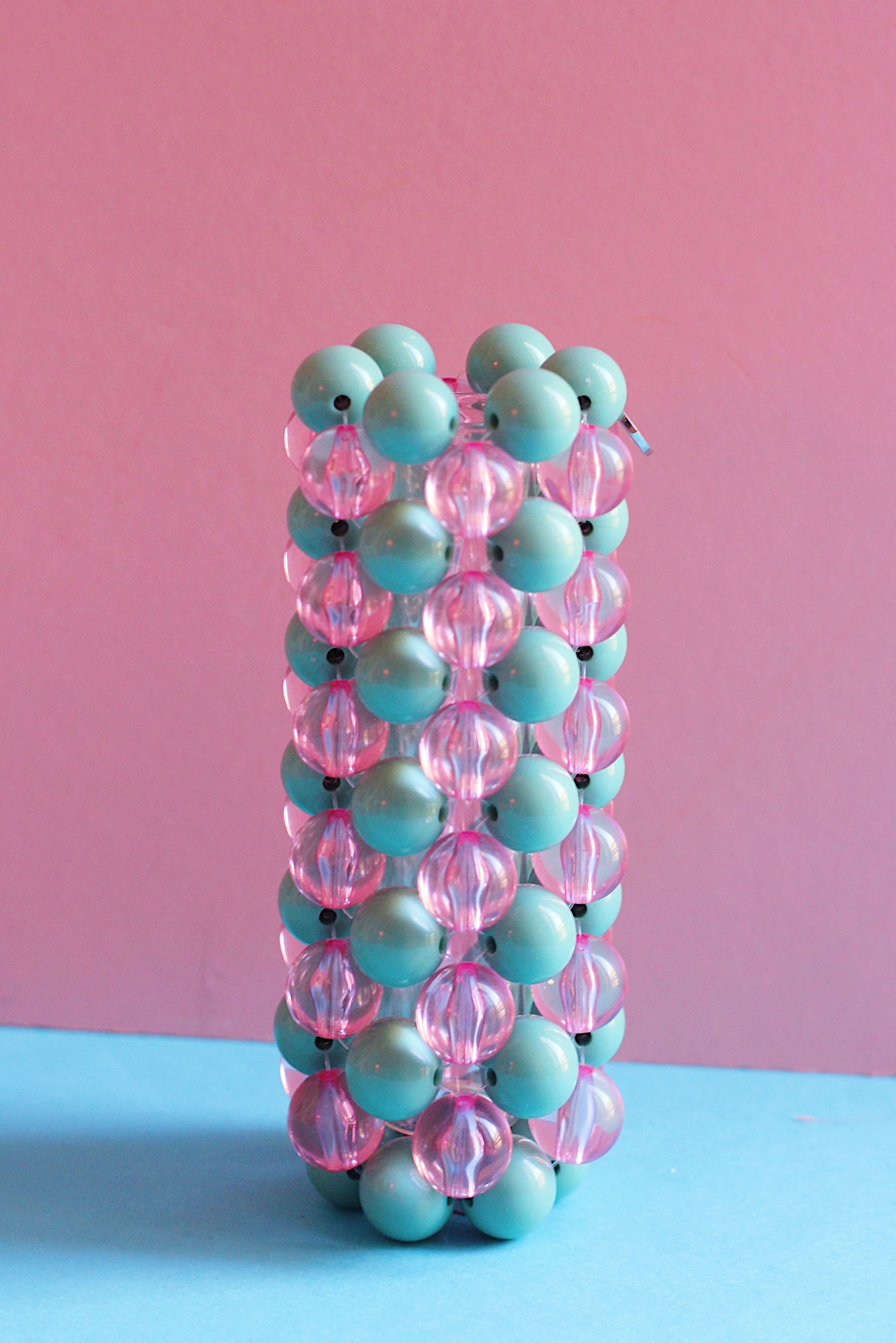 Soliflore en perles rose & vert d'eau Nini