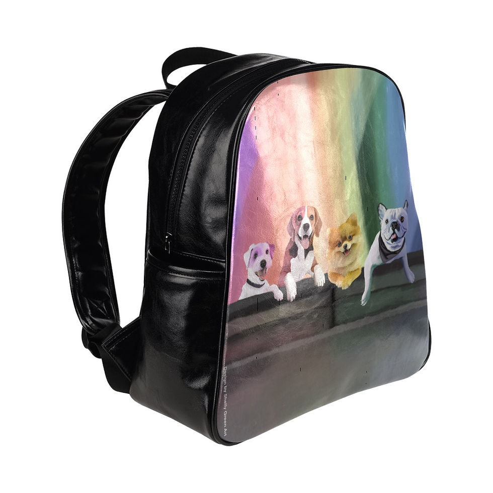 Thumbnail: Vegan leather backpack inspired by the drawing of the puppy family