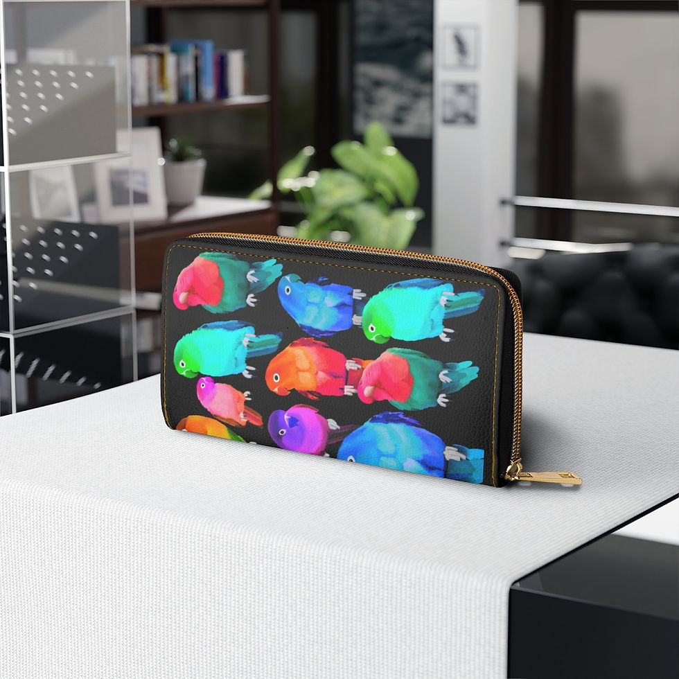 Thumbnail: The Love Birds Family Zipper Wallet - Colorful Original Design