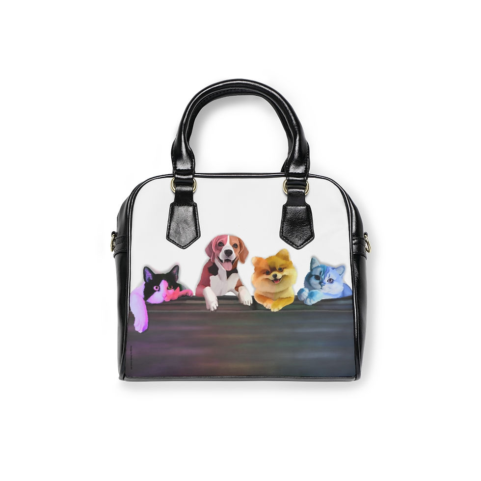 Thumbnail: The Cats Family Shoulder Handbag for women - Colorful Original Design 