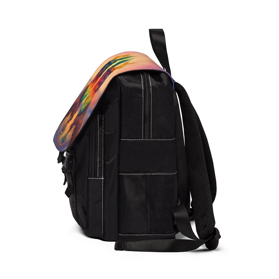 Thumbnail: A backpack in an original design of the painting Moment of Happiness
