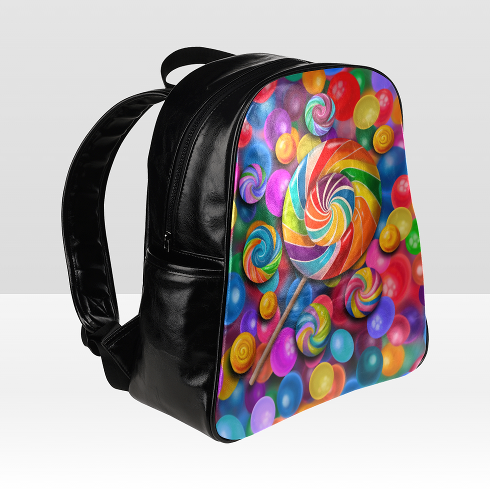 Thumbnail: Vegan leather backpack inspired by the painting of colorful candies