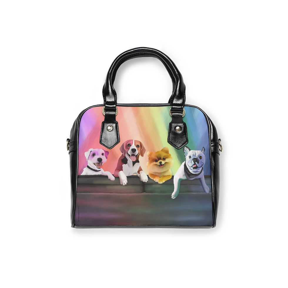 Thumbnail: The Dogs Family Shoulder Handbag for women - Colorful Original Design 