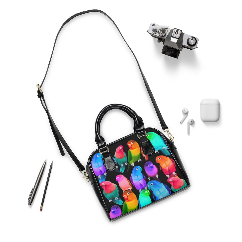 Thumbnail: The Love Birds Family Shoulder Handbag for women - Colorful Original Design 