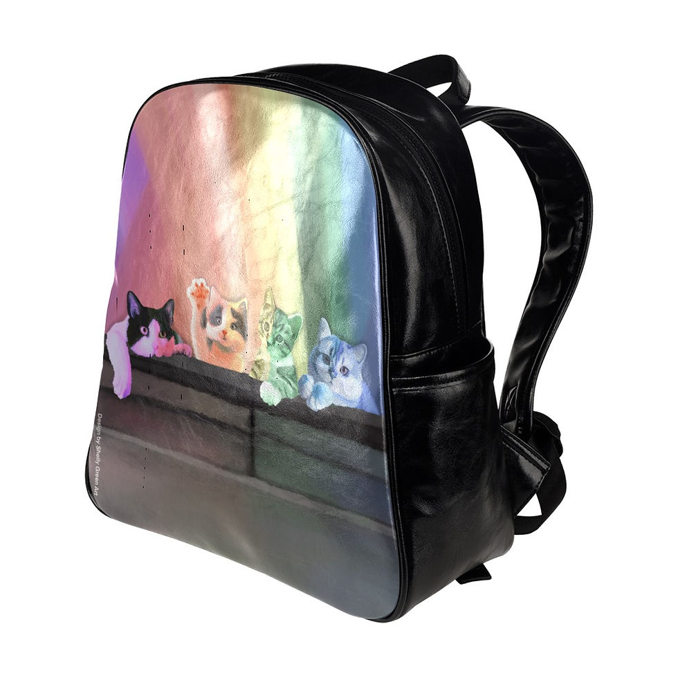 Thumbnail: Vegan leather backpack inspired by the kitten family painting