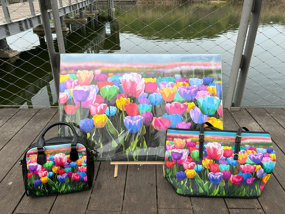 Thumbnail: Tulip field Shoulder Handbag - Colorful Original Design 