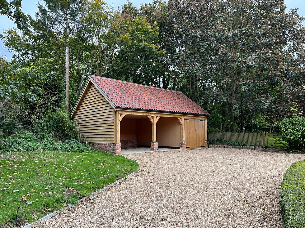 Oak carport with store room