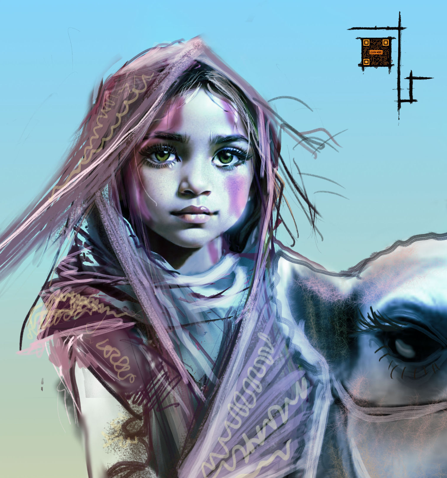 Path of Tomorrow – Digital Art of a Kid on a Camel in the Deser