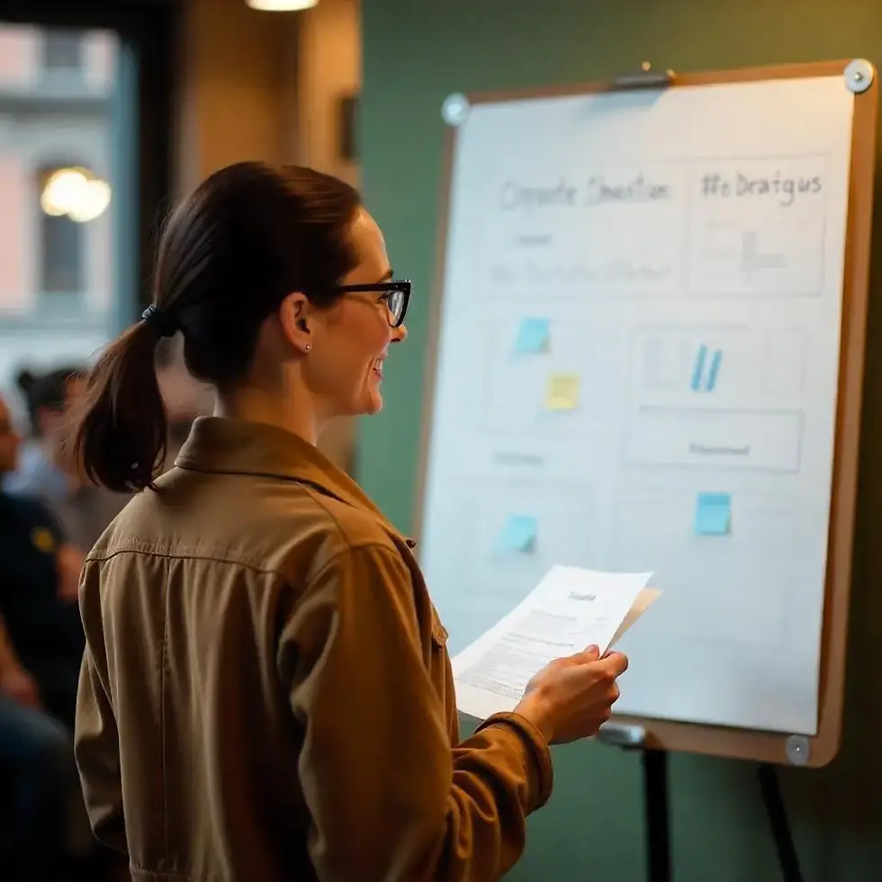 Une femme souriante devant ses résultats.webp